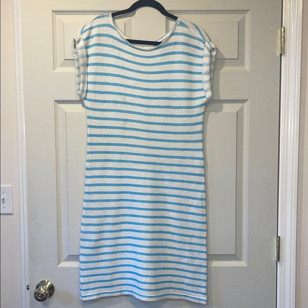 Lou & Grey Blue and White Striped Midi Dress